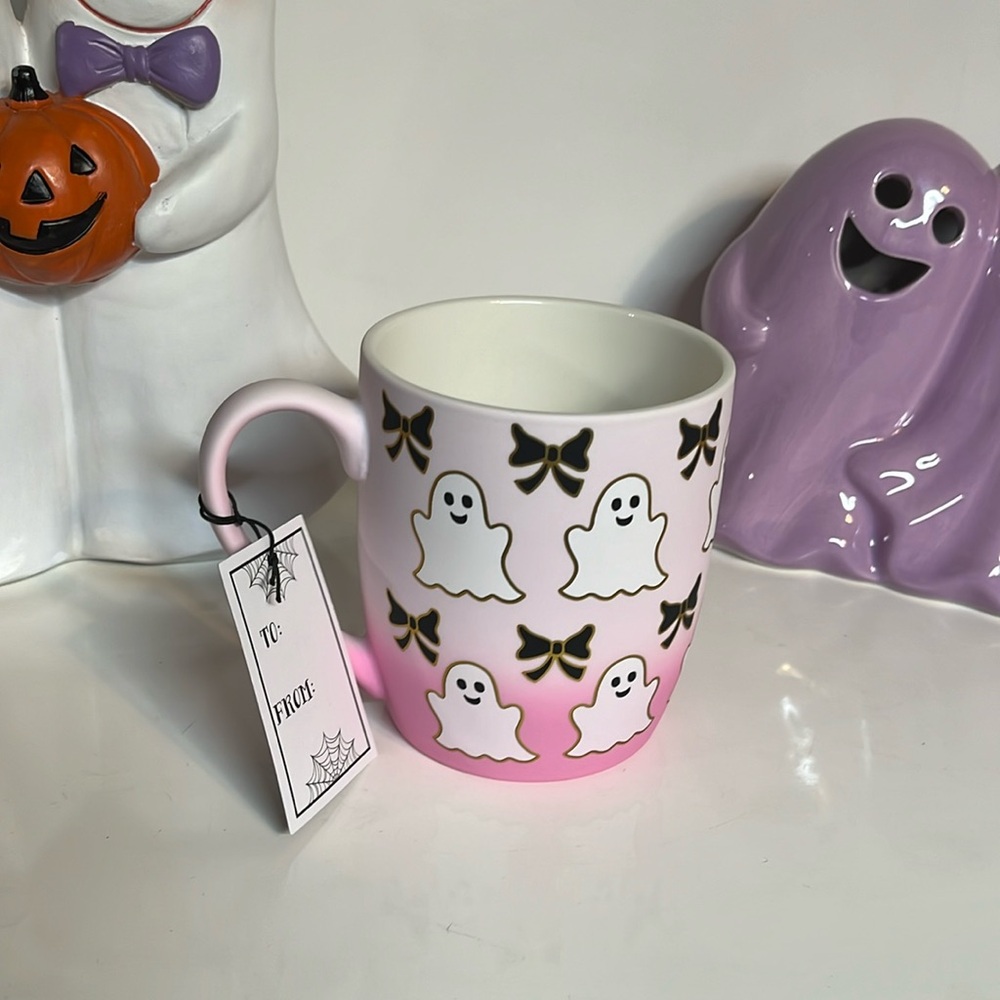 Ombre’ Pink Bow Ghost Mug